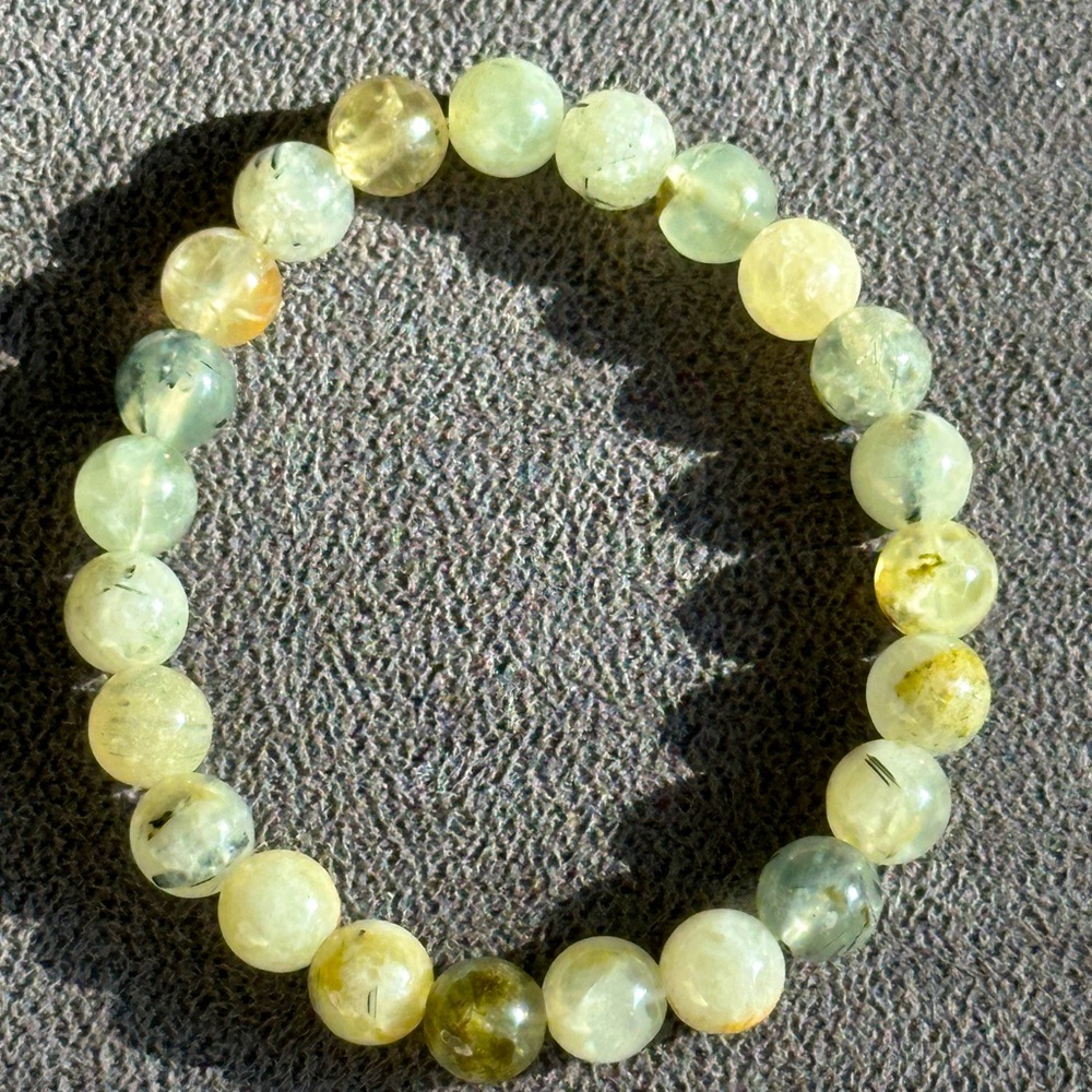Prehnite with Black Tourmaline 8mm